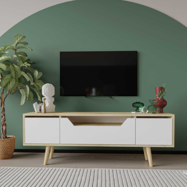 Meuble TV en aggloméré 150 x 29.8 x 53 cm Roma - HANAH HOME