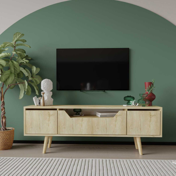 Meuble TV en aggloméré 150 x 29.8 x 53 cm Roma - HANAH HOME