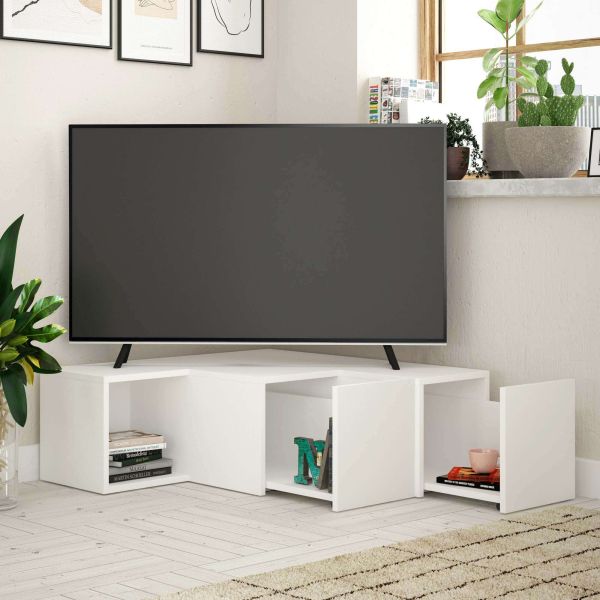 Meuble TV en aggloméré blanc Compact - 179
