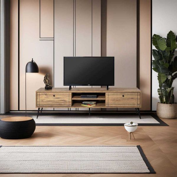 Meuble TV en aggloméré et métal Brooklyn - HANAH HOME