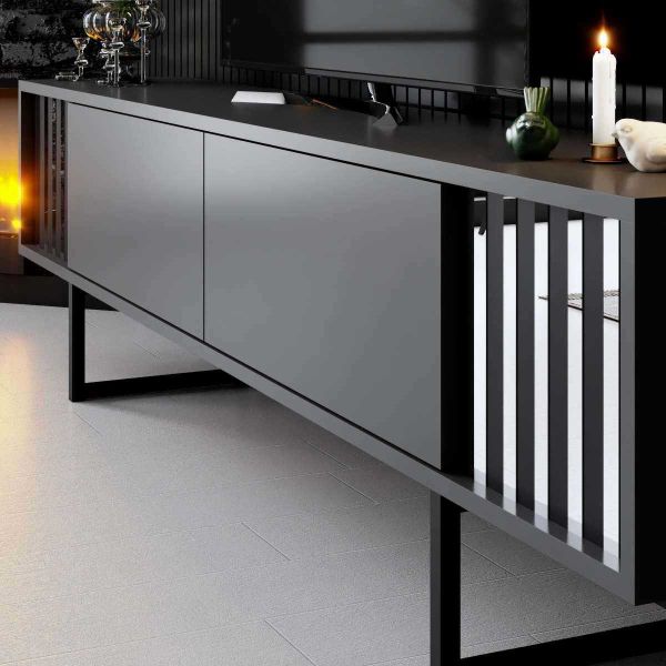 Meuble TV en aggloméré et métal Chrome Line - 5