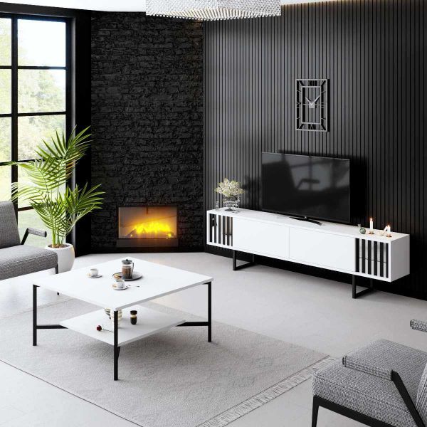 Meuble TV en aggloméré et métal Chrome Line - 8