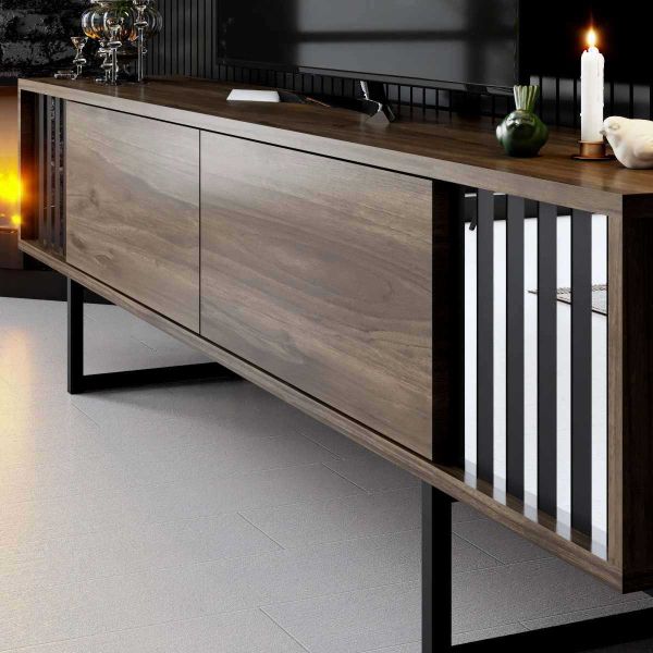 Meuble TV en aggloméré et métal Chrome Line - 5