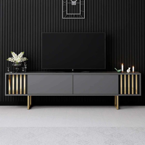 Meuble TV en aggloméré et métal Gold Line - 6