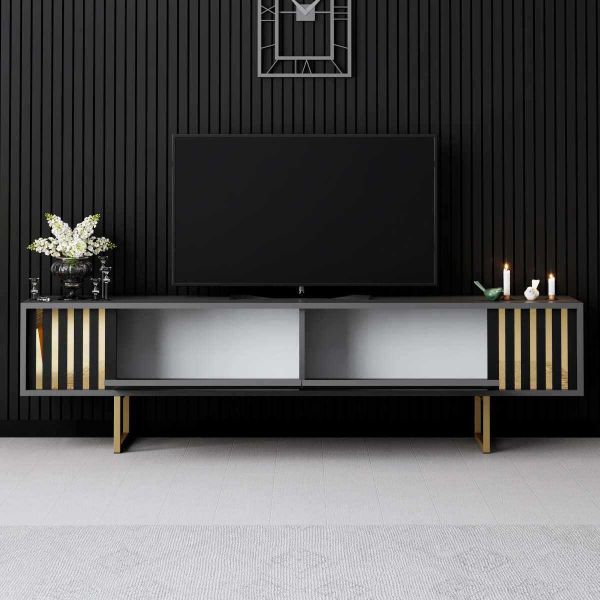 Meuble TV en aggloméré et métal Gold Line - 7
