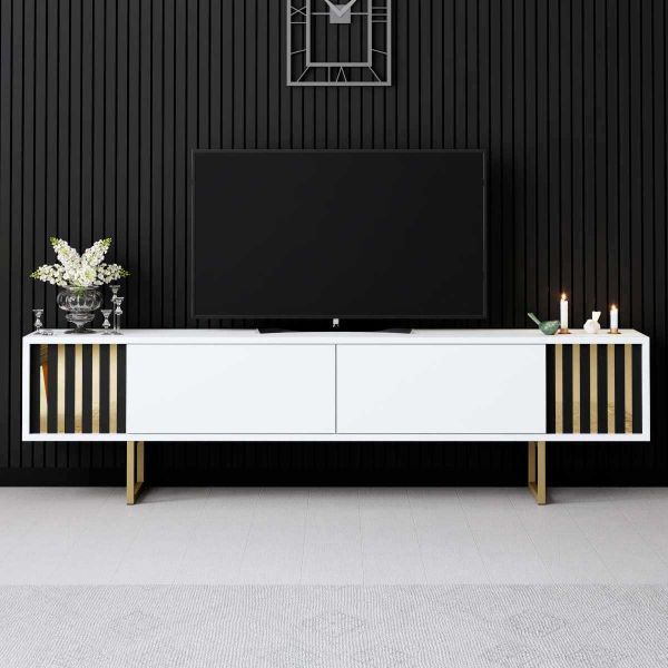 Meuble TV en aggloméré et métal Gold Line - 6