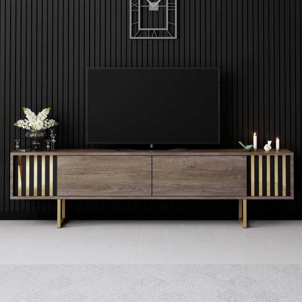 Meuble TV en aggloméré et métal Gold Line - 6