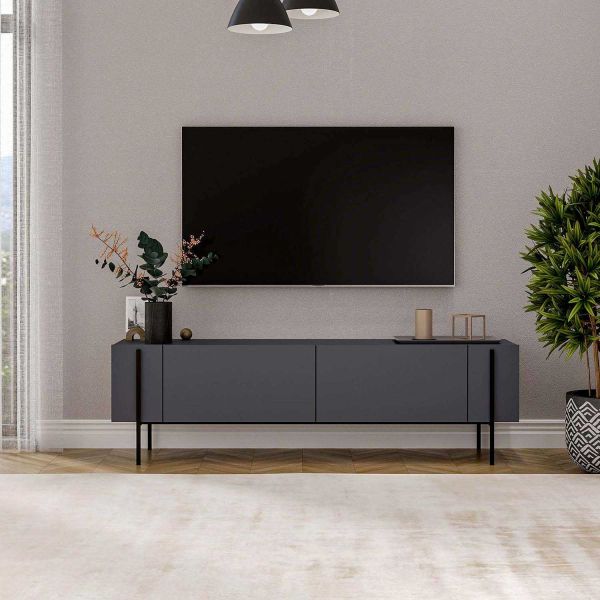 Meuble TV en aggloméré et métal Herman - HANAH HOME