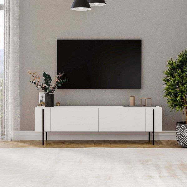 Meuble TV en aggloméré et métal Herman - HANAH HOME