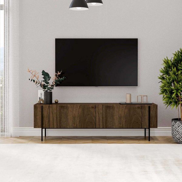 Meuble TV en aggloméré et métal Herman - HANAH HOME