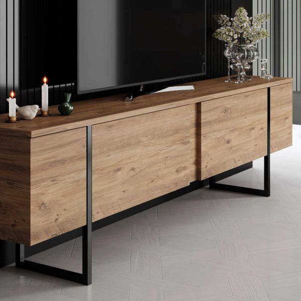 Meuble TV en aggloméré et métal Luxe - 8