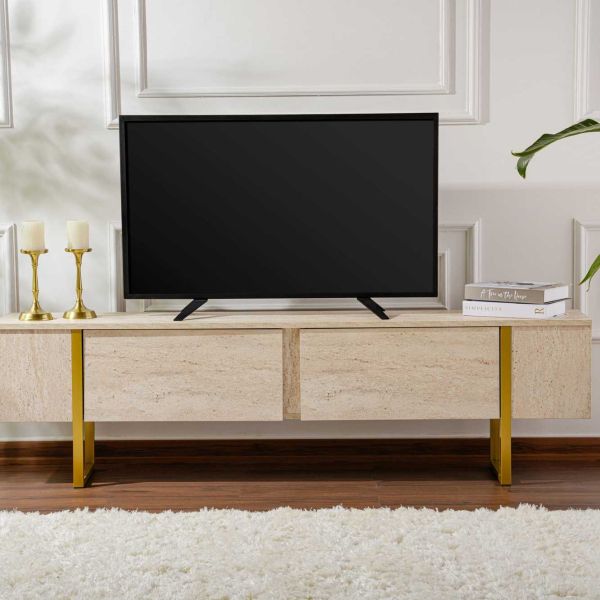 Meuble TV en aggloméré et métal Luxe - HANAH HOME