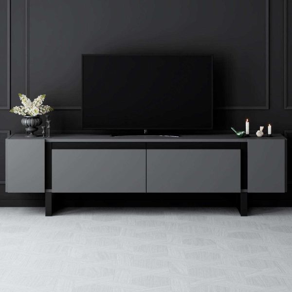 Meuble TV en aggloméré et métal Yildiz - 6