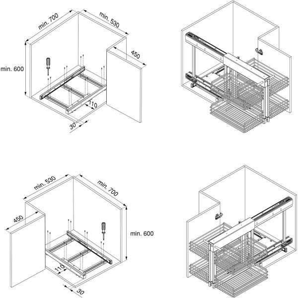 Meuble d'angle articulé pour meubles de cuisine Suprastar - 369