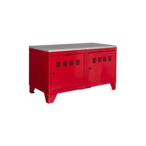 Meuble Bas Industriel Metal Rouge