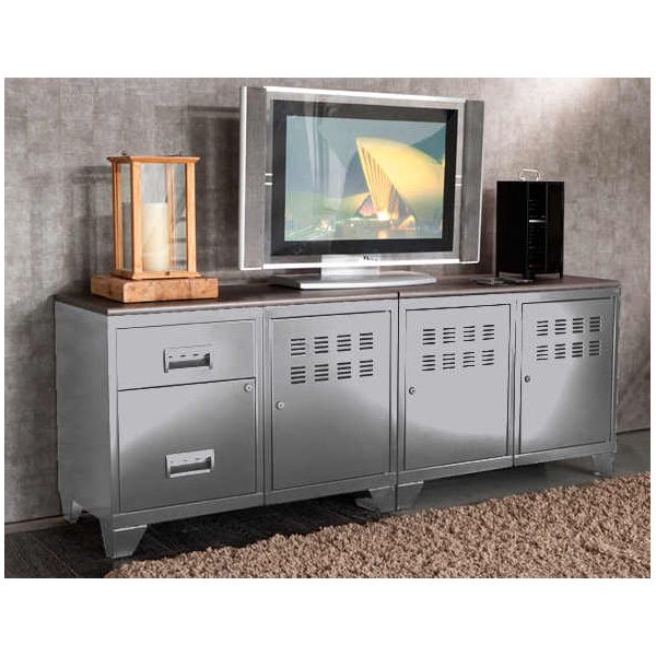 Meuble TV bois métal industriel - PIERRE HENRY