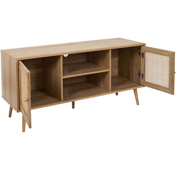 Set meuble TV en bois 2 portes et table basse 1 tiroir Bali - 6