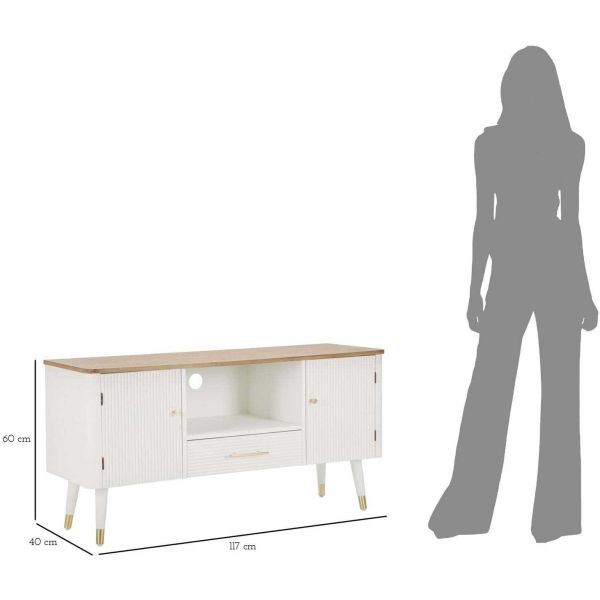 Meuble tv en bois 2 portes 1 tiroir Matera 117 x 40 x 60 cm - MAU-0430