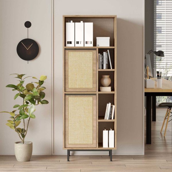 Meuble de bureau en aggloméré et effet cannage Only - HANAH HOME