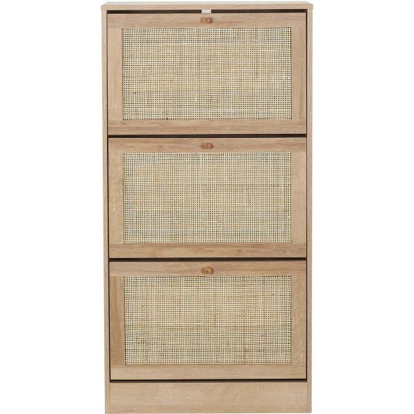 Meuble à chaussures cannage et bois 3 portes Bali - 89,90