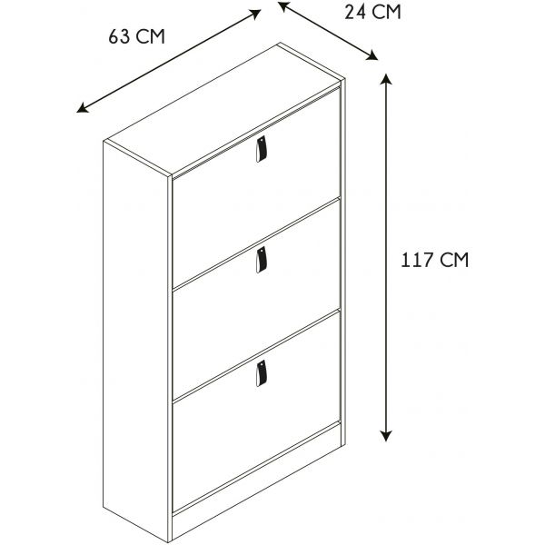 Meuble à chaussures 3 portes Abbott - CMP-3586