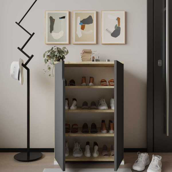 Meuble à chaussures 2 portes en aggloméré Venedik - HANAH HOME