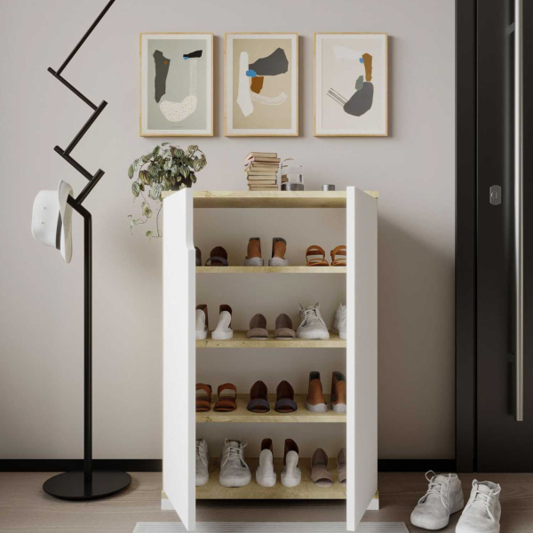 Meuble à chaussures 2 portes en aggloméré Venedik - HANAH HOME