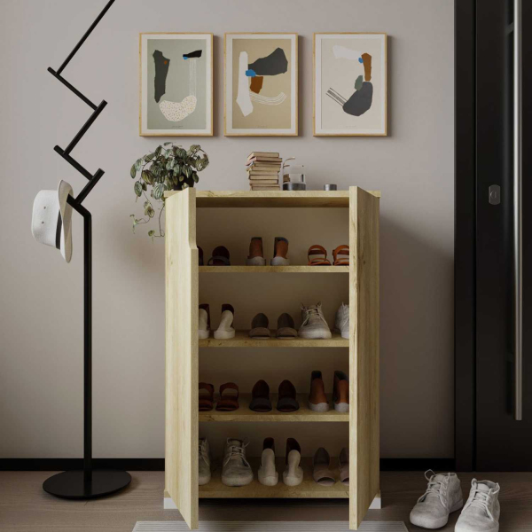 Meuble à chaussures 2 portes en aggloméré Venedik - HANAH HOME