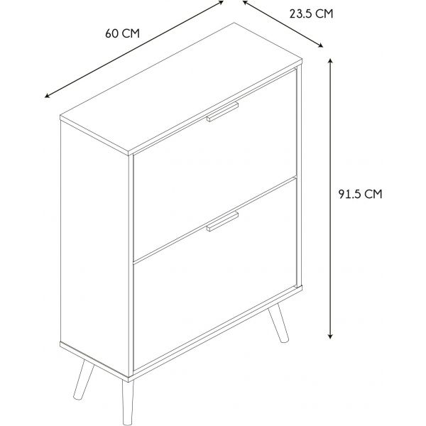 Meuble à chaussures 2 portes blanc et bois - CMP-3585