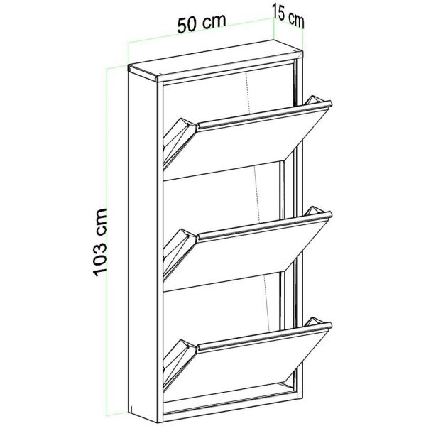 Meuble à chaussures 3 portes en métal - ASI-2754