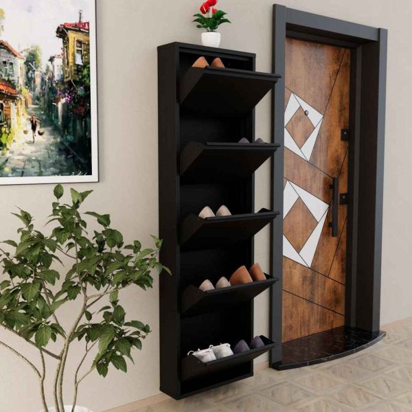 Meuble à chaussures 5 portes en métal - HANAH HOME