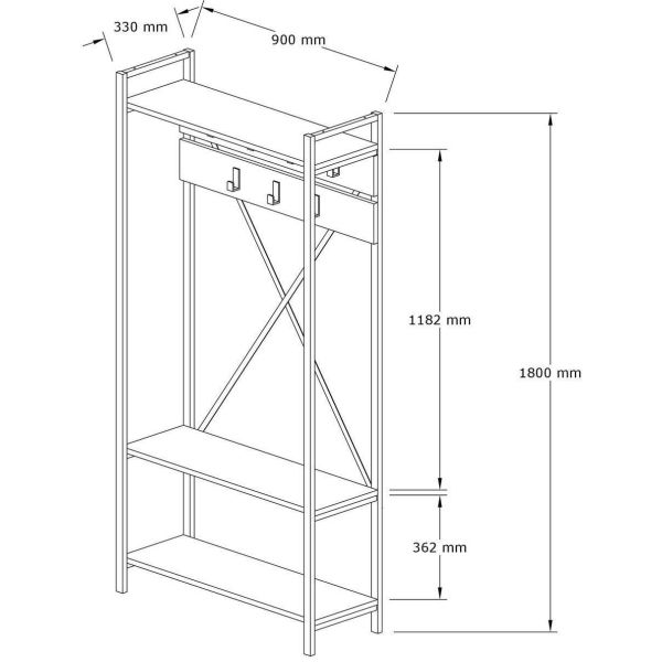 Meuble d'entrée porte manteaux Alfa - ASI-0443