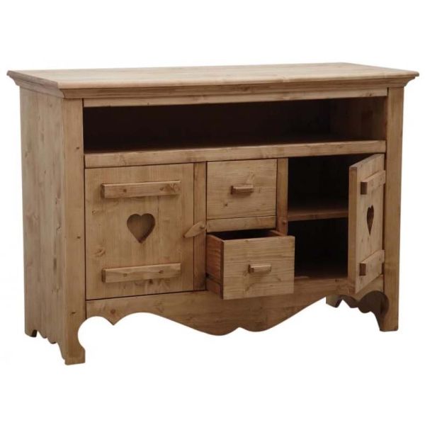 Meuble TV en épicéa ciré miel Coeur - AUBRY GASPARD