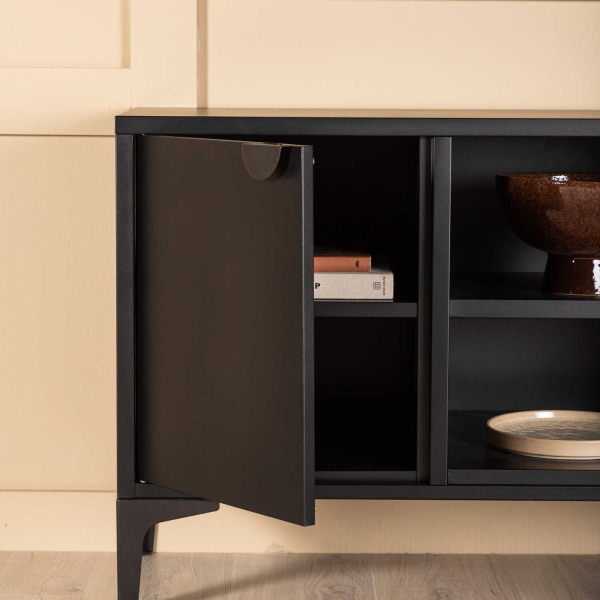 Meuble TV en métal noir Piring - 8