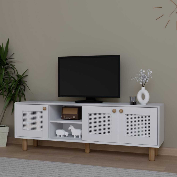 Meuble TV 3 portes en aggloméré Bohemian - HANAH HOME