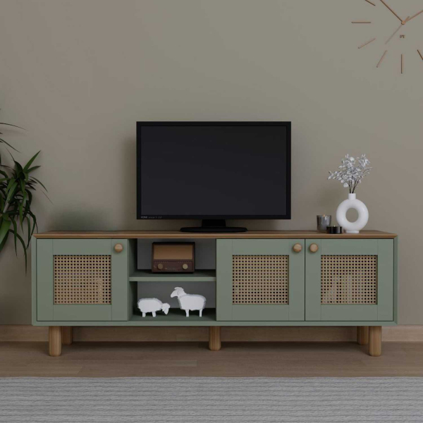 Meuble TV 3 portes en aggloméré Bohemian - HANAH HOME