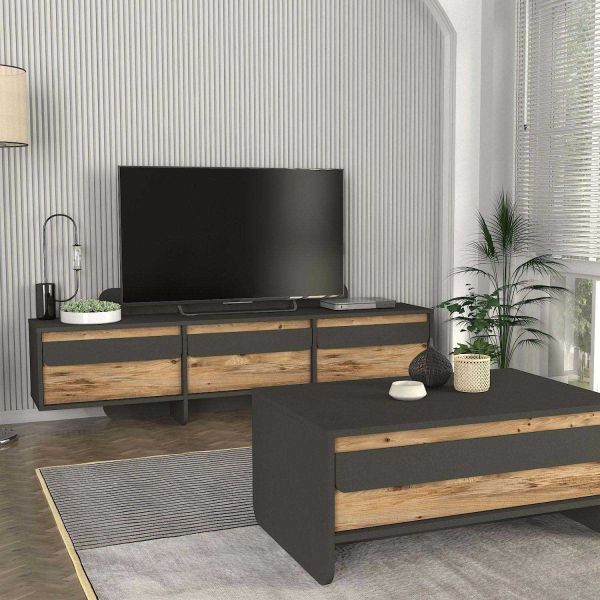 Meuble TV 3 portes en aggloméré Maggie - HANAH HOME