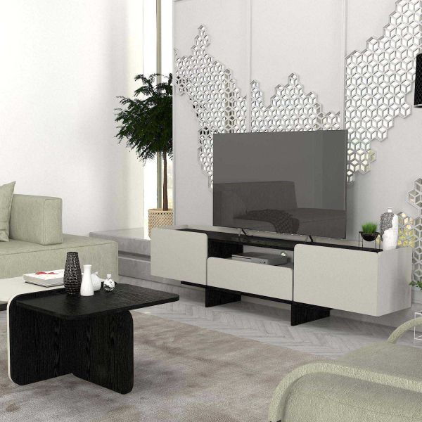 Meuble TV 3 portes en aggloméré Rogan - HANAH HOME