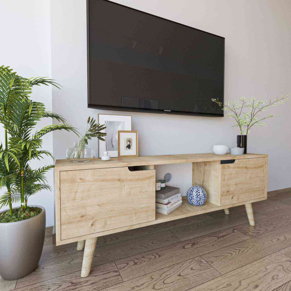 Meuble TV 2 portes en aggloméré Siena - HANAH HOME