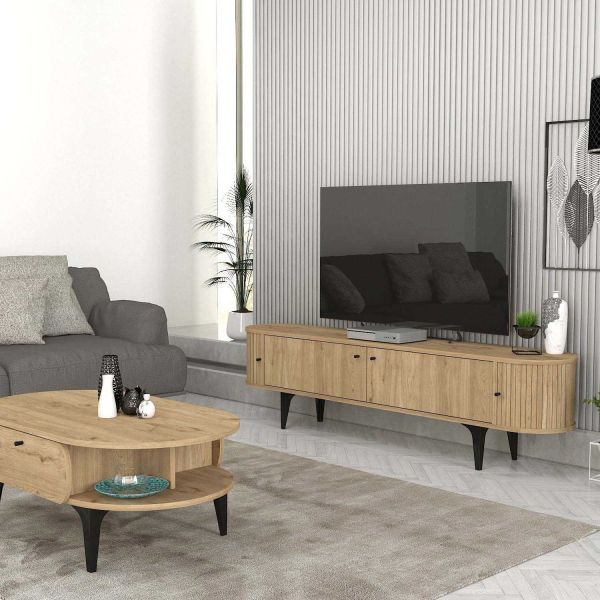 Meuble TV 4 portes en aggloméré Sirius - HANAH HOME