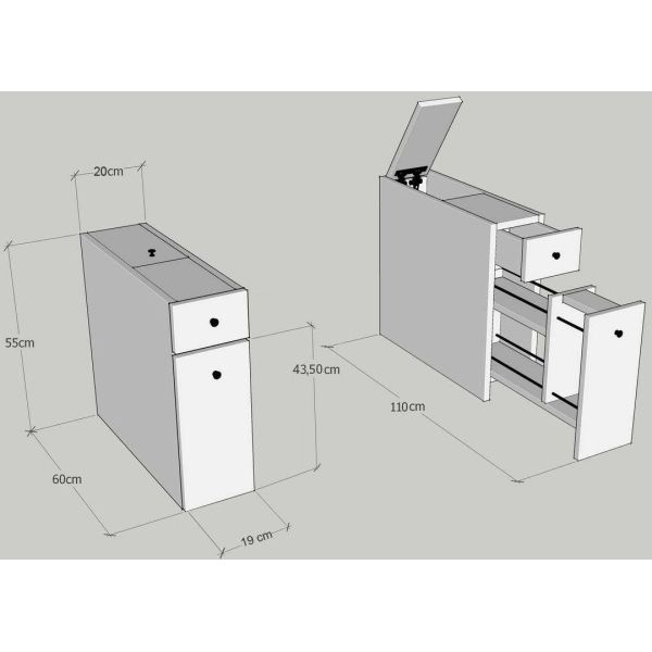 Meuble de rangement WC Calencia - ASI-0502