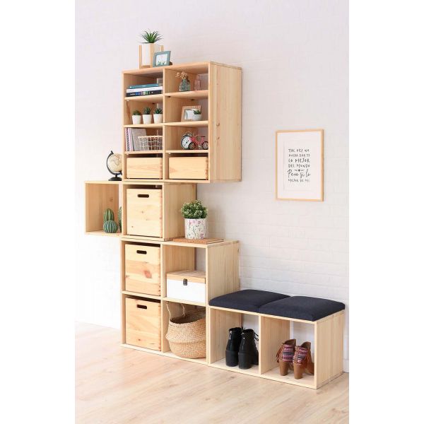 Meuble rangement avec tablette en pin massif Dinamic - 9