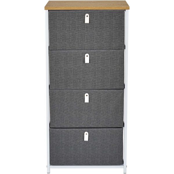 Meuble de rangement tiroirs en tissu plateau en bois (4 tiroirs)