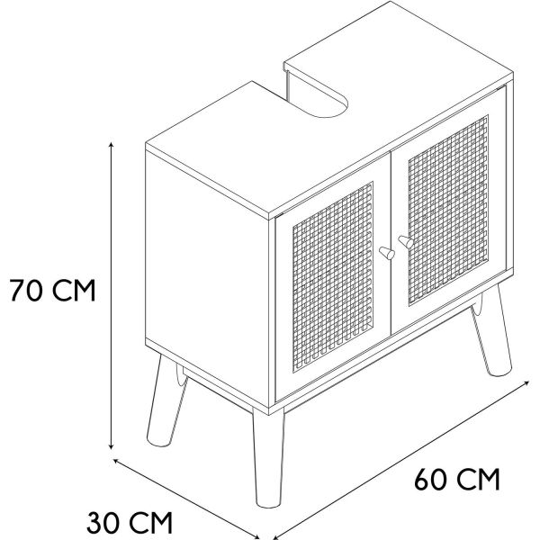 Meuble sous vasque cannage et bois Bali - CMP-5046