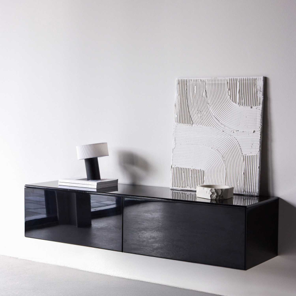 Meuble TV suspendu en MDF Fristad 160 x 45 x 35 cm - 8