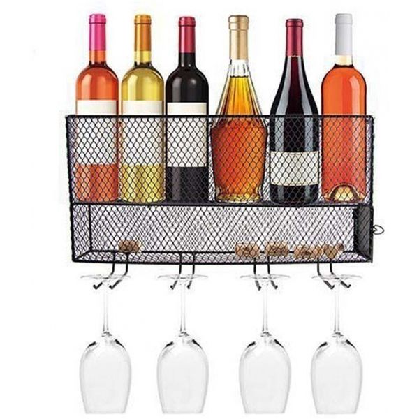 Mini bar à vin à suspendre en métal ajouré - THE HOME DECO FACTORY