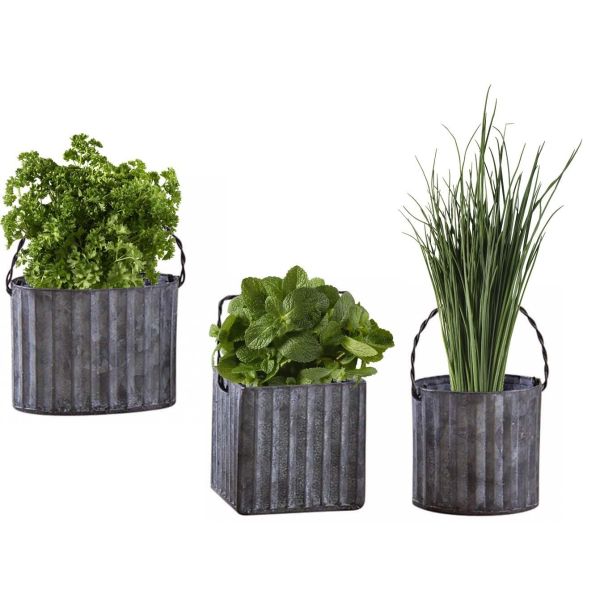 Mini cache-pot en métal galvanisé ondulé - 19,90