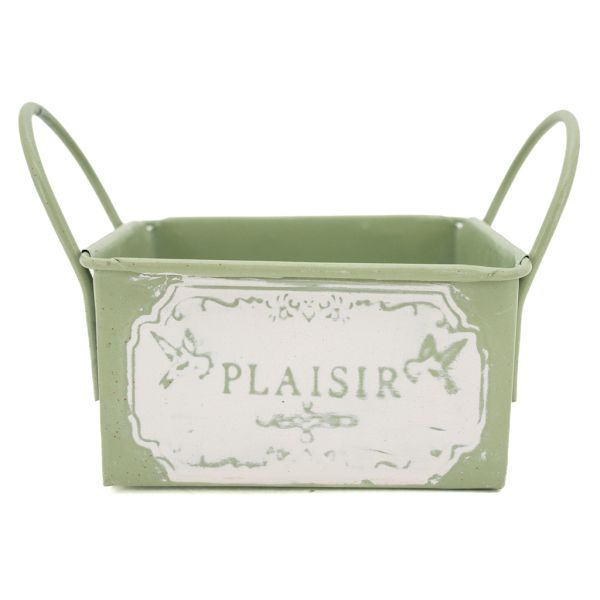 Mini corbeille en métal laqué olive Plaisir - 3,50