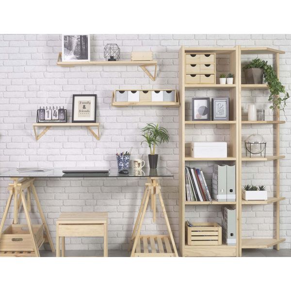 Mini rangement bloc en pin brut avec tiroirs - 28,71