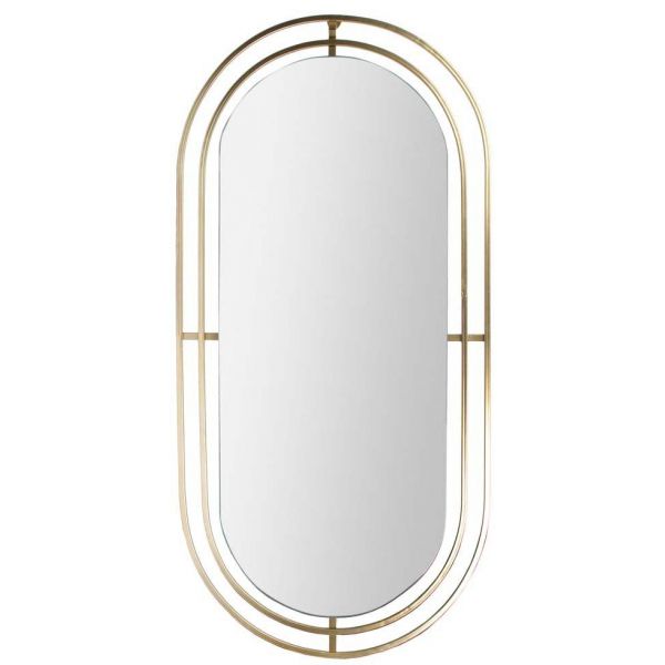 Miroir art déco en métal doré 90 cm